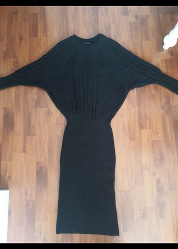 Siyah Uzun Triko Kadın Elbise - Görsel 7