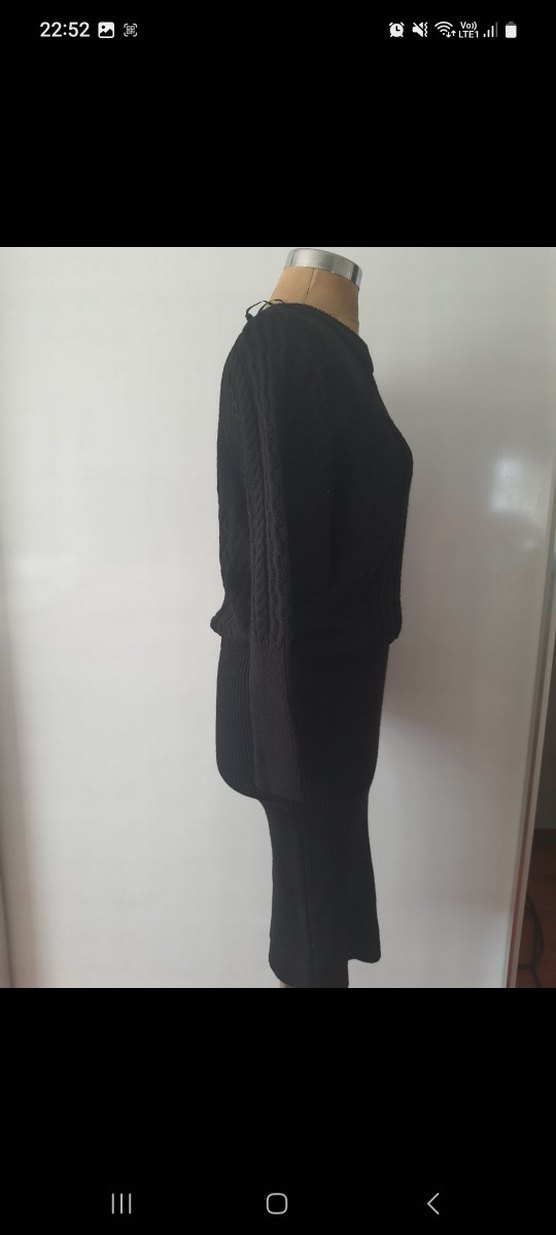 Siyah Uzun Triko Kadın Elbise - Görsel 3