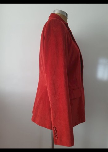 Kadın Kırmızı Kadife Düğmeli Blazer Ceket 40/42 - Görsel 2
