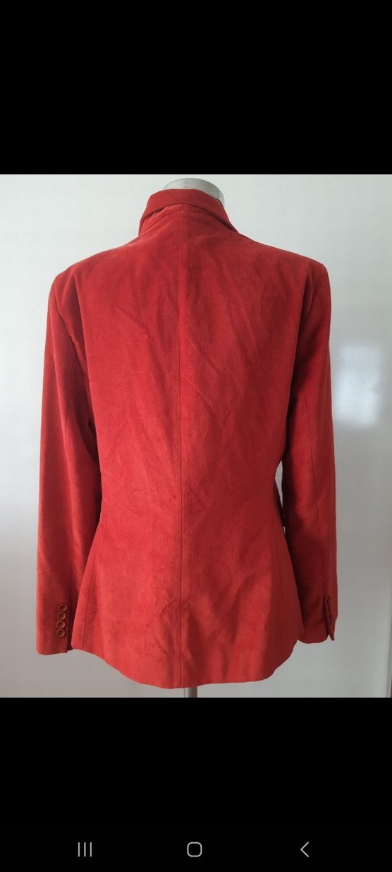 Kadın Kırmızı Kadife Düğmeli Blazer Ceket 40/42 - Görsel 3