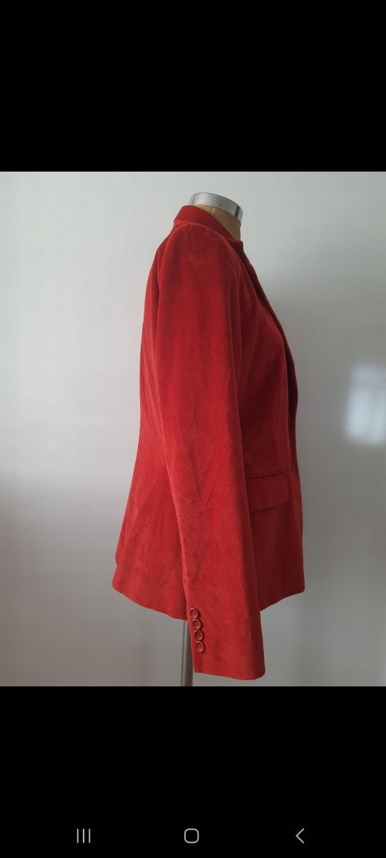 Kadın Kırmızı Kadife Düğmeli Blazer Ceket 40/42 - Görsel 2