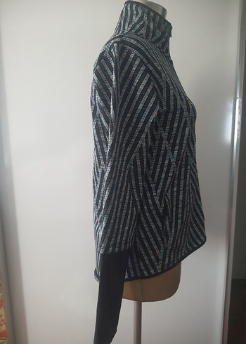 Koton Ebru Şallı  Desenli Yüksek Yakalı Kadın Ceket - Görsel 3