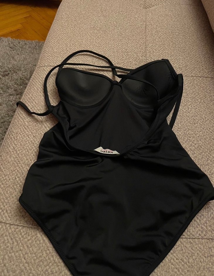 Siyah Strappy Kadın Mayo - Görsel 2