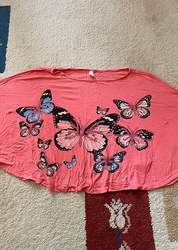 Kelebek Baskılı Pembe Kız Tişörtü - Görsel 2