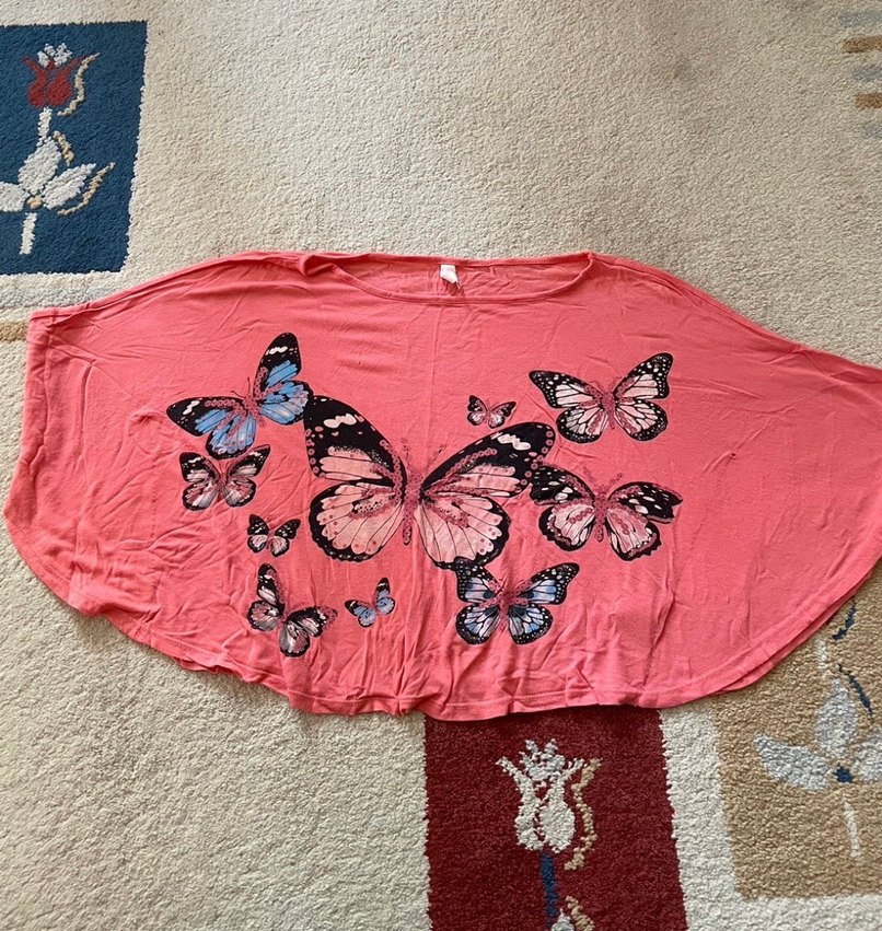 Kelebek Baskılı Pembe Kız Tişörtü - Görsel 2
