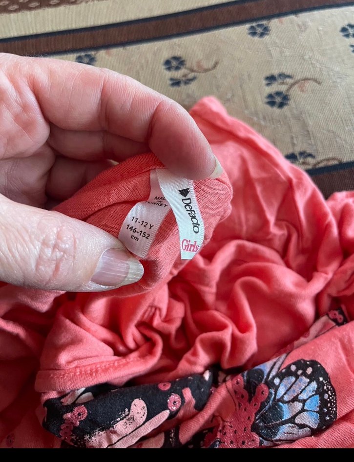 Kelebek Baskılı Pembe Kız Tişörtü - Görsel 3