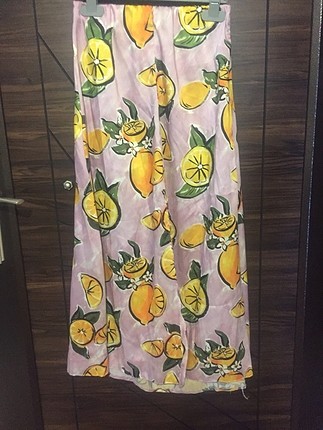 zara limon desenli lila etek