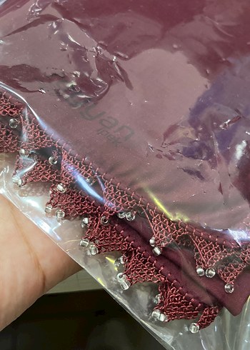 Beden Bordo Payet Detaylı Kadın Şal