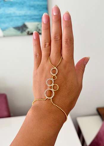 Altın Renk Zincir Detaylı Kadın El Zinciri - Görsel 2