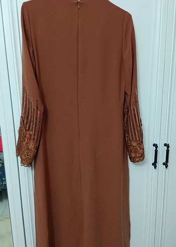 Uzun Kollu Kahverengitessettür tunik elbise - Görsel 2