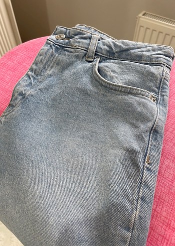 Kadın Mavi Bol Kesim Denim Pantolon - Görsel 6