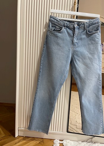 Kadın Mavi Bol Kesim Denim Pantolon - Görsel 3