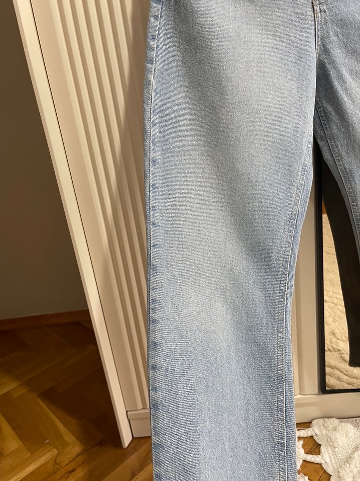 Kadın Mavi Bol Kesim Denim Pantolon - Görsel 4