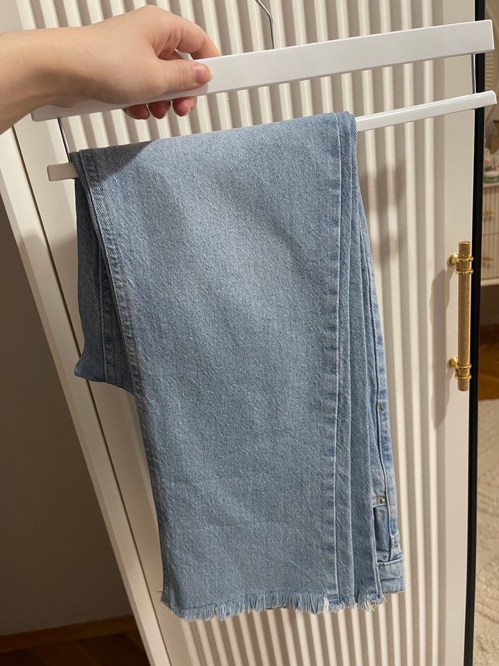 Kadın Mavi Bol Kesim Denim Pantolon - Görsel 2