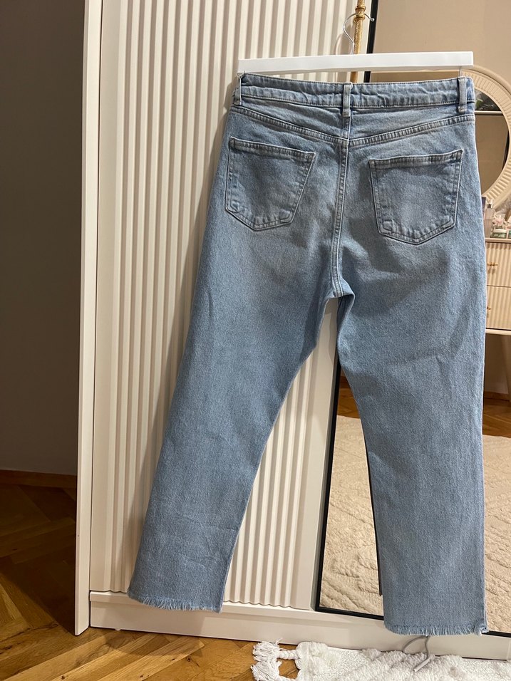 Kadın Mavi Bol Kesim Denim Pantolon - Görsel 5