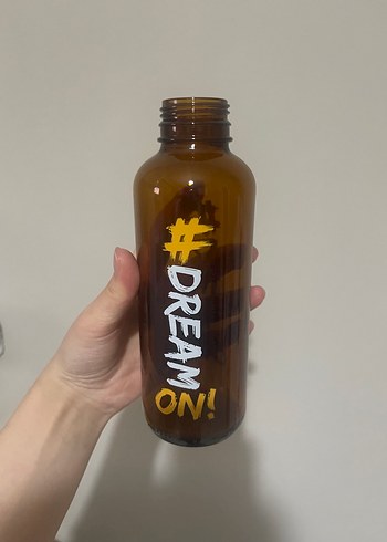 Renkli Yazılı Kahverengi Cam Su Şisesi - Görsel 4