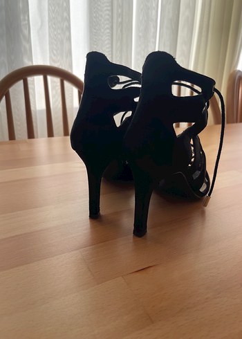 37 Beden siyah Renk Siyah Süet Bağcıklı Stiletto Topuklu Ayakkabı