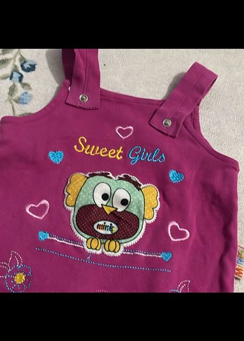 Renkli Baskılı Örgü Mor Bebek Tulumu - Görsel 3