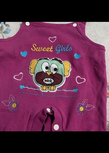 Renkli Baskılı Örgü Mor Bebek Tulumu - Görsel 2