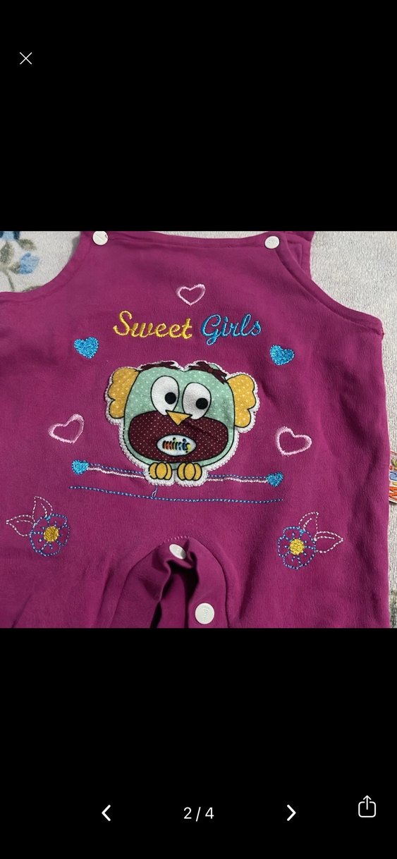 Renkli Baskılı Örgü Mor Bebek Tulumu - Görsel 2