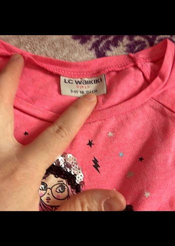 Kız Çocuk Pullu Baskılı Tişört ve Askılı Üst - Görsel 2