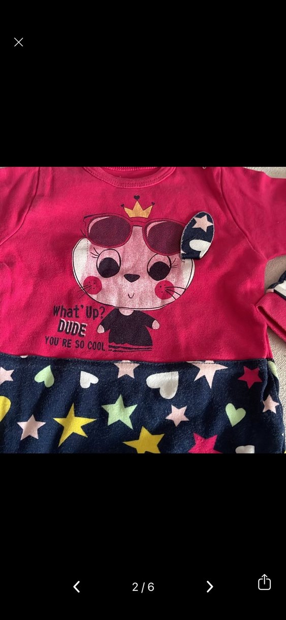 Renkli Desenli Pembe Örgü Bebek Tulum - Görsel 2