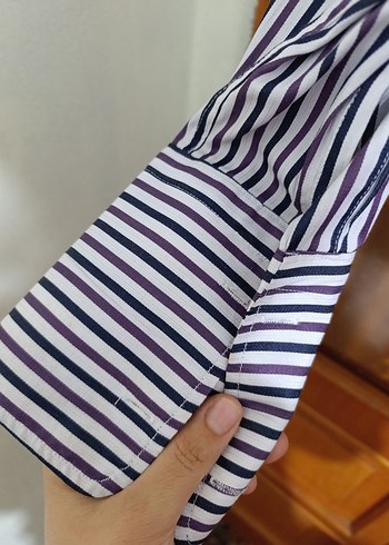 m Beden Çizgili Erkek Pamuk Gömlek