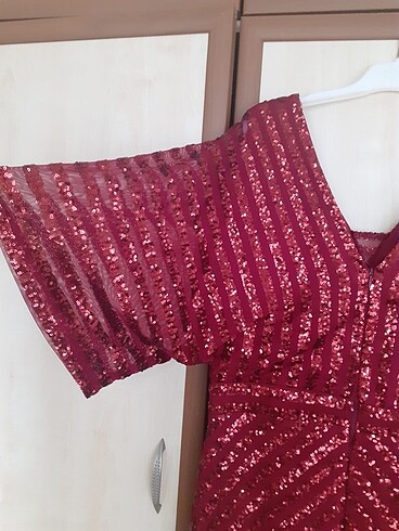 Abiye bordo elbise - Görsel 3