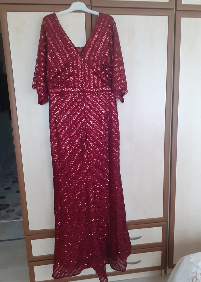 Abiye bordo elbise - Görsel 2
