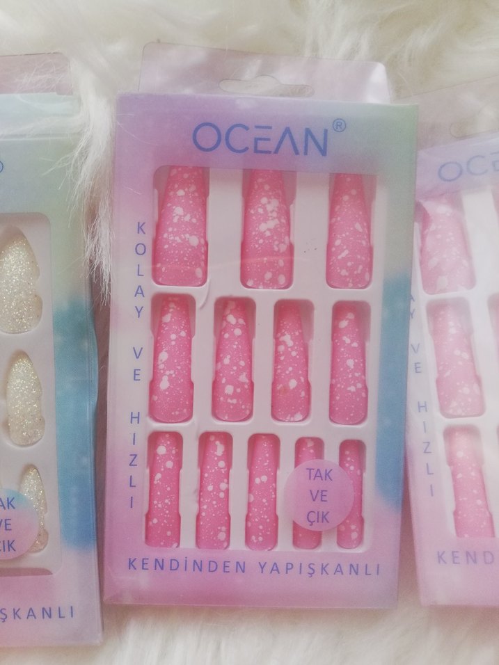 Pastel Pembe OCEAN Takma Tırnak Seti - Görsel 4