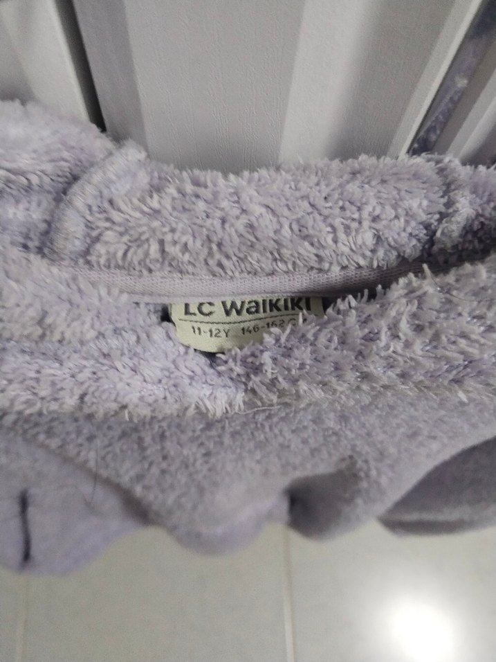 Kızlar için Kapüşonlu Mor Peluş Kazak - Görsel 3