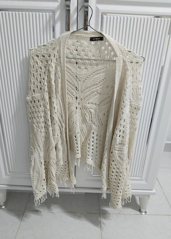 Bohem Örgü Kadın Hırka Beyaz - Görsel 2