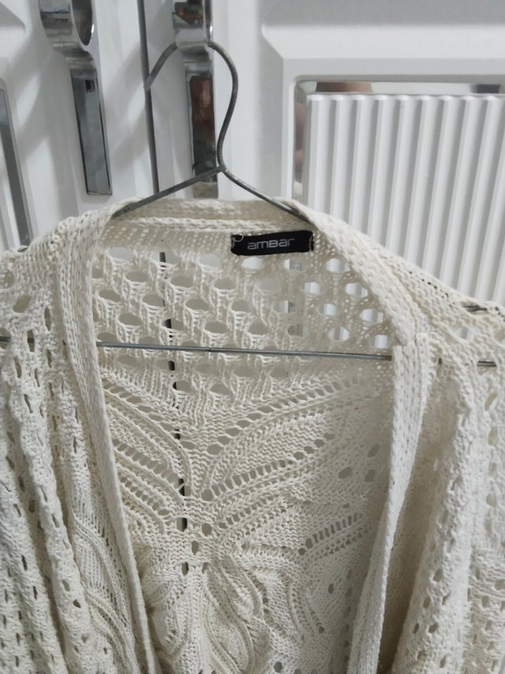 Bohem Örgü Kadın Hırka Beyaz - Görsel 3