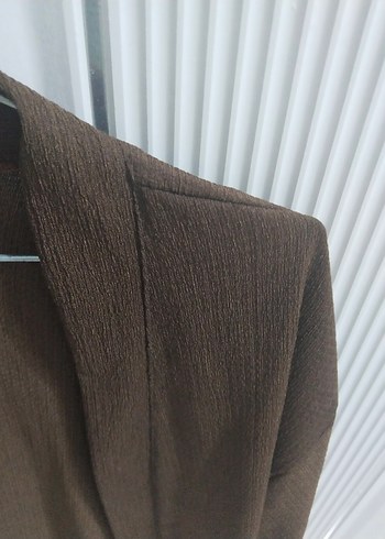 Kadın Kahverengi Midi Keten Ceket - Görsel 3