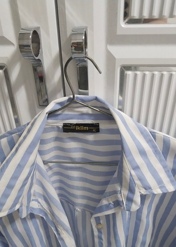 Mavi Çizgili Keten Uzun Kollu Gömlek - Görsel 2