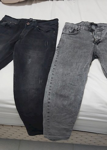 Gri ve Siyah  Fit Erkek Kot Pantolon 11 12 yaş çocuk için uygun - Görsel 2