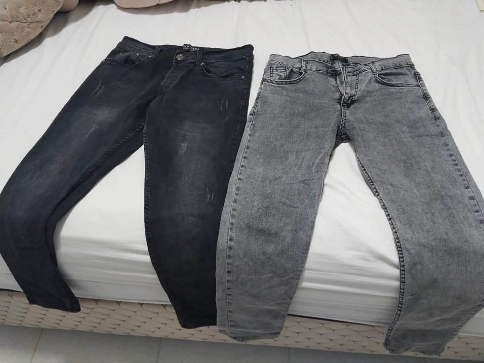 Gri ve Siyah  Fit Erkek Kot Pantolon 11 12 yaş çocuk için uygun - Görsel 2