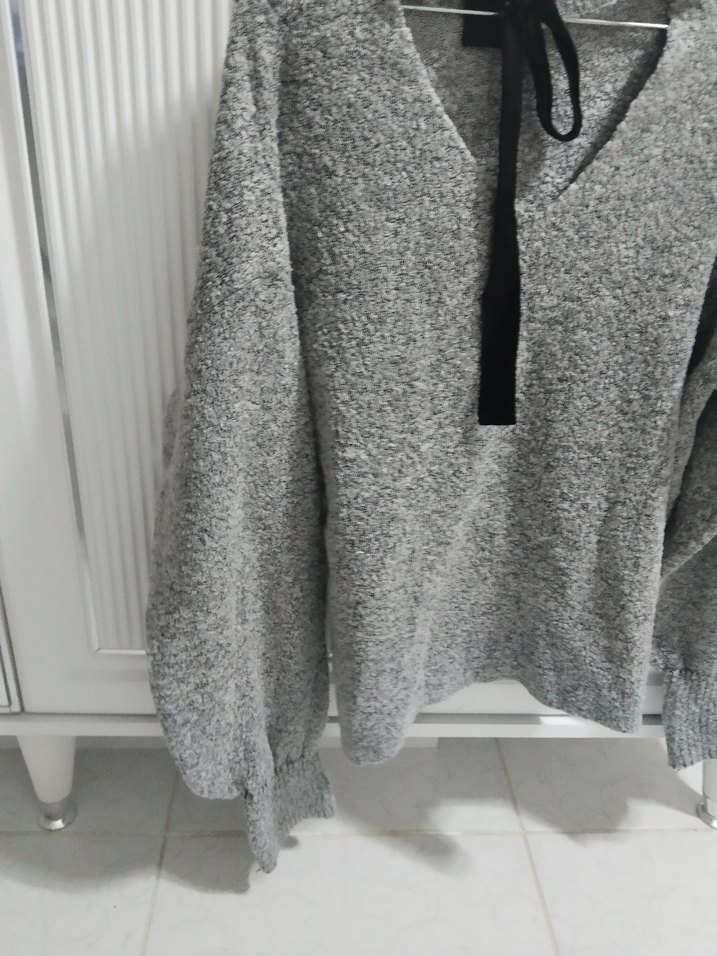 Gri Örgü Yün Kadın Kazak - Görsel 3