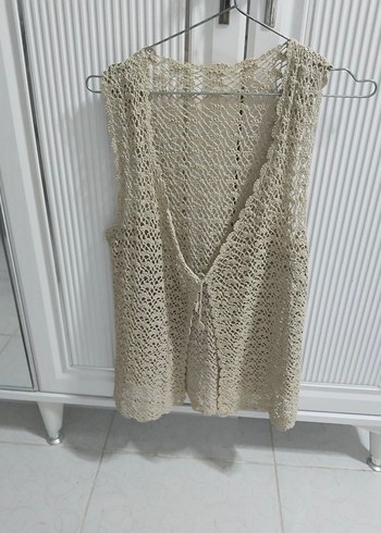 Bohem V Yaka Örgü Kadın Yelek - Görsel 4