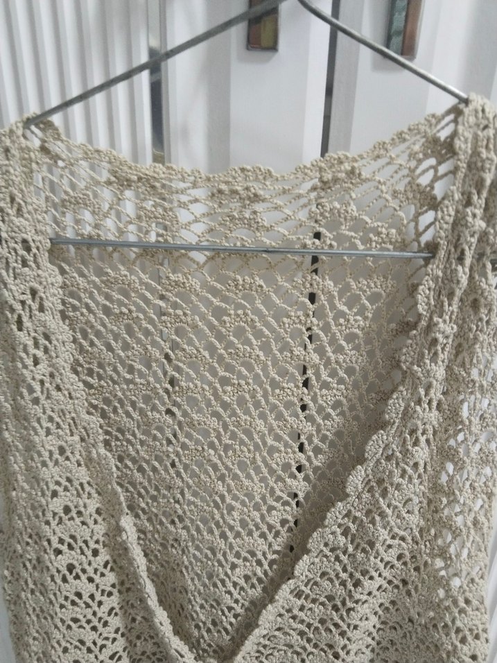 Bohem V Yaka Örgü Kadın Yelek - Görsel 2