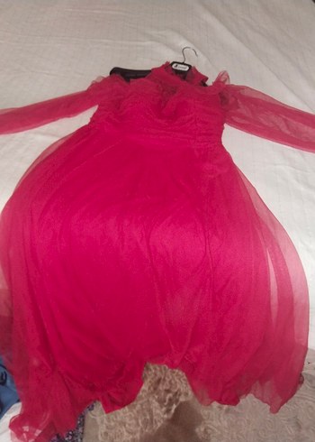 Pembe Drapeli Straplez Uzun Abiye Elbise - Görsel 4