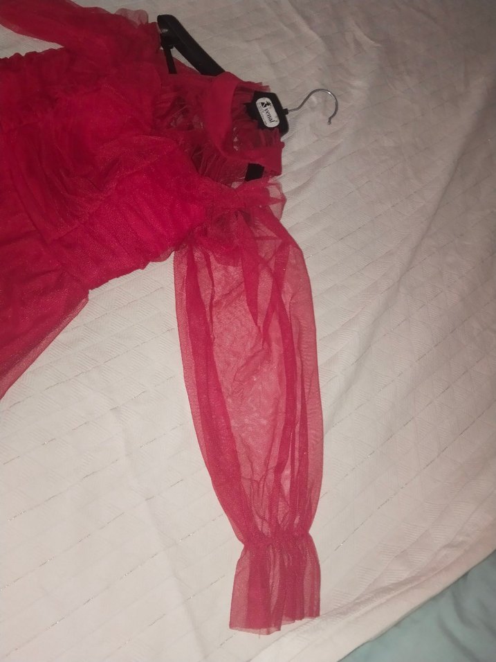 Pembe Drapeli Straplez Uzun Abiye Elbise - Görsel 3