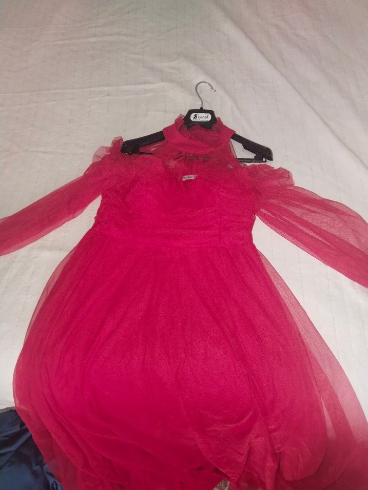 Pembe Drapeli Straplez Uzun Abiye Elbise - Görsel 2