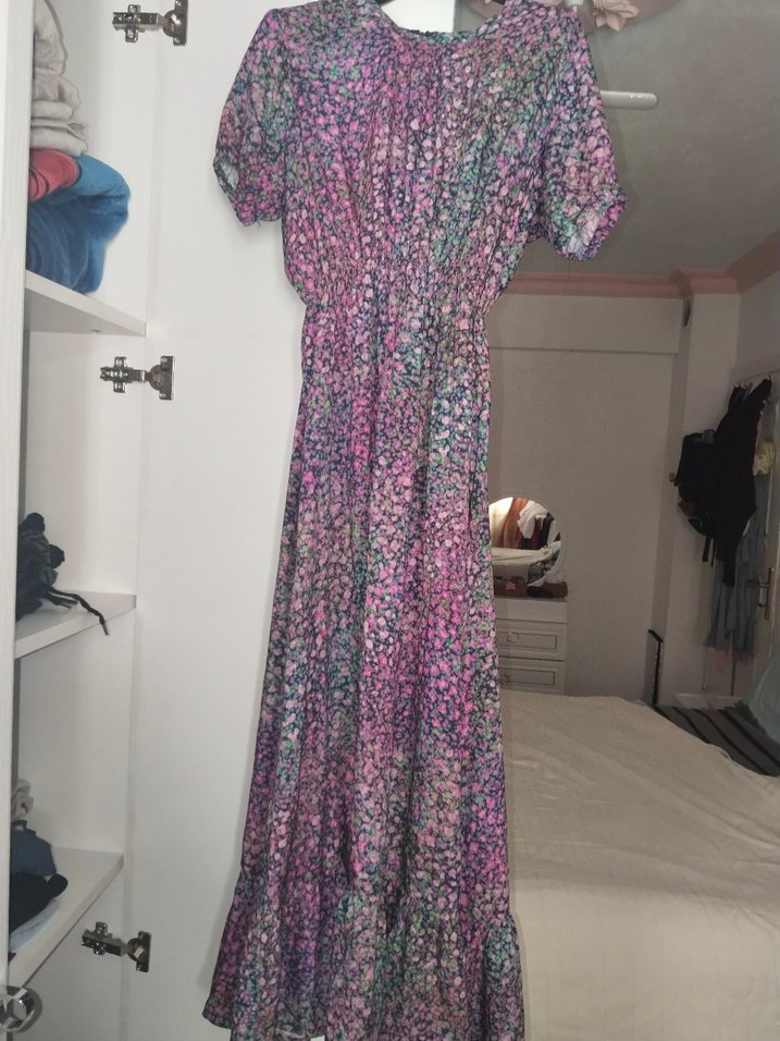 Bohem Çok Renkli Uzun Elbise - Görsel 2