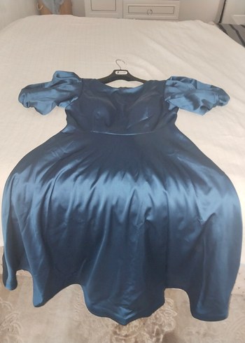 Parlak Mavi Drapeli Uzun Abiye Elbise - Görsel 3