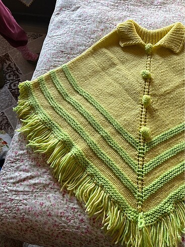 Kız çocuk örme panço - Görsel 2