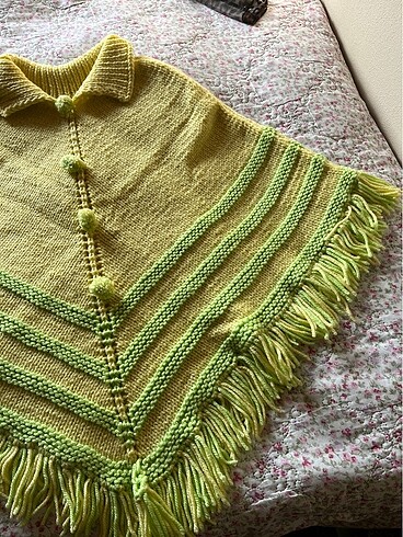 Kız çocuk örme panço - Görsel 3