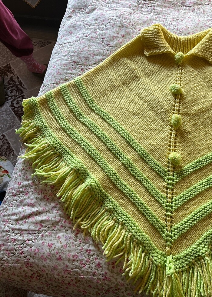 Kız çocuk örme panço - Görsel 2