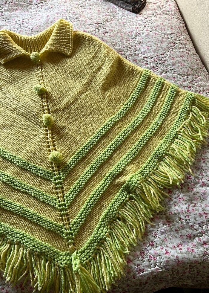 Kız çocuk örme panço - Görsel 3