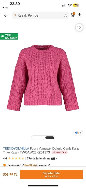 s Beden Trendyolmilla Pembe Kazak